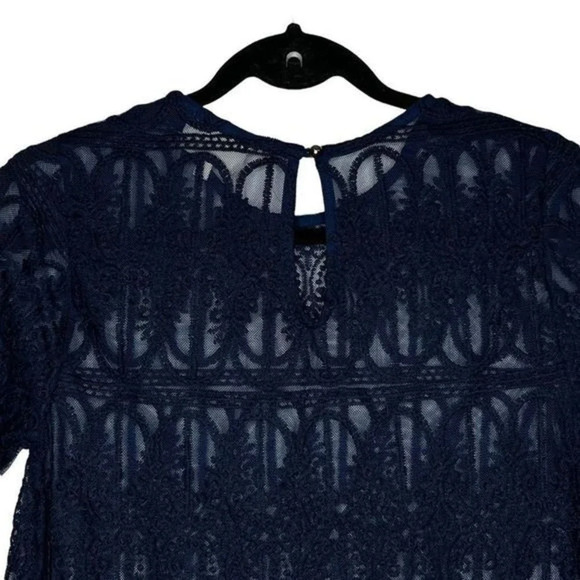 Anthropologie En Elle Marka Lace Tee Size 2 Navy Blue - Picture 5 of 6